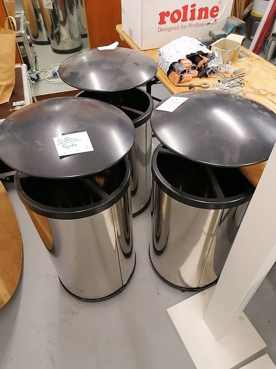 3 Fasce Elastiche In Gomma Per Bidoni Spazzatura - Adatte 13-30 Galloni - Con Giunti Acciaio Inox - Verde Oliva