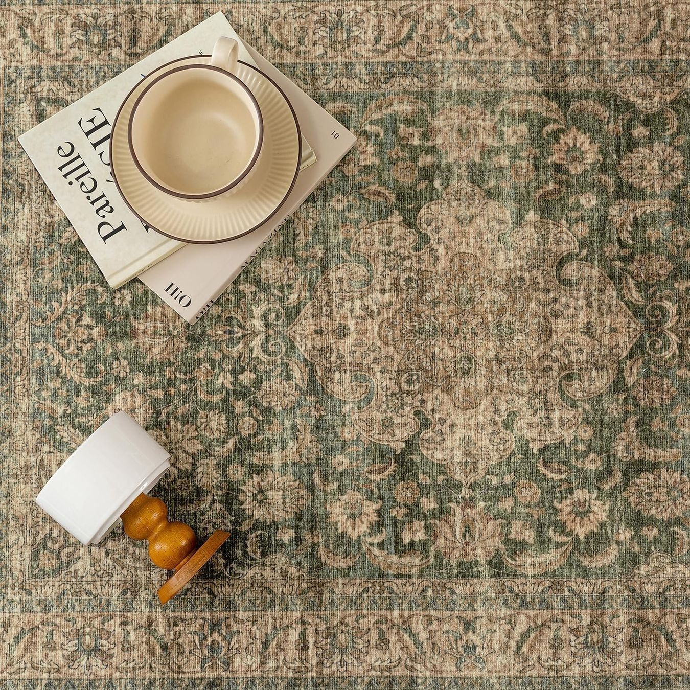 Tappeti: Fussmatte Teppich 60x90 cm Grün waschbar Vintage – Nuovo e nell'imballaggio originale da St. Gallen venduto da VerkaufsMaus50 3