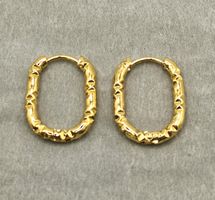 Edelstahlcreolen 18K vergoldet, strukturiert 