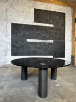 Design Couchtisch Ø100cm Schwarzglas & Stahl