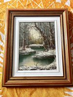 Quadro paesaggio invernale con fiume dipinto BARBAGLIA 50...