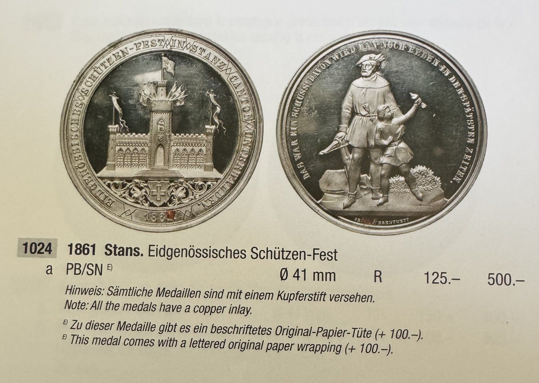 Médailles: 1861 Eidg. Schützenfest Stans Nidwalden – D'occasion à Kirchberg SG par Helveticus00 2