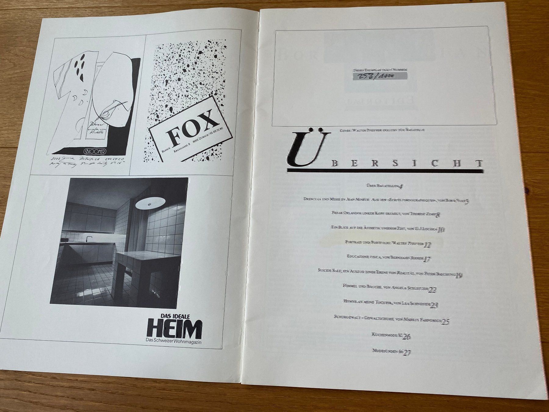 Riviste & Magazine: Bagatelle Magazin 1982 (Nummeriert) – Usato da Winterthur venduto da Pedebe 1