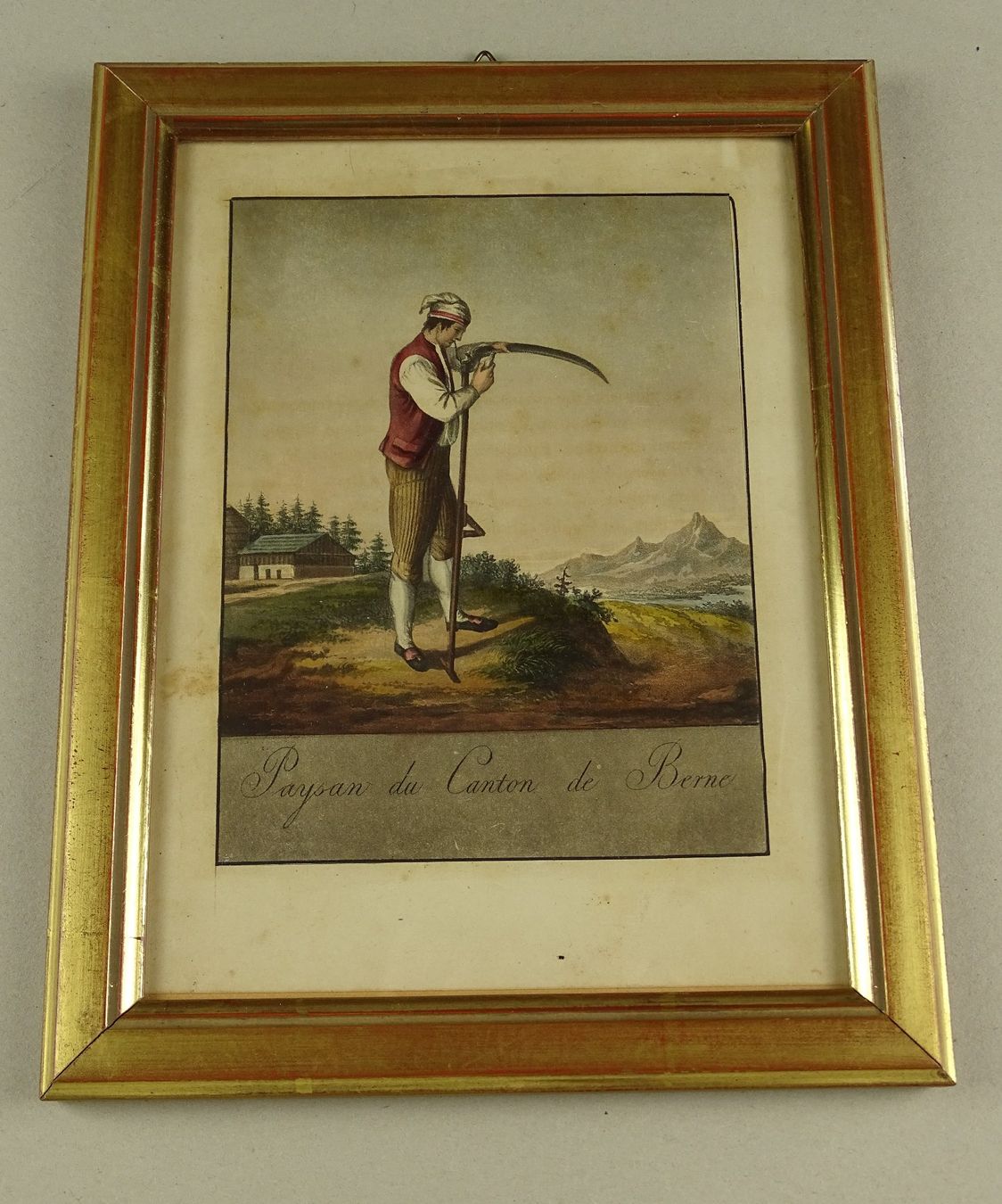 Stiche: MÄNNERTRACHT, BAUER, BERN, AQUATINTA 1822 – Gebraucht aus Grüningen von Kartensammler
