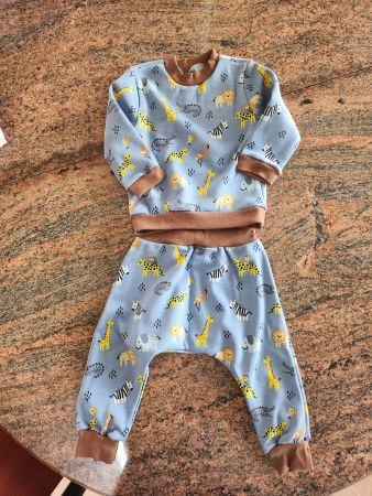 Alpenfleece 2teiler hellblau mit Tiermotiven Gr. 74, neu