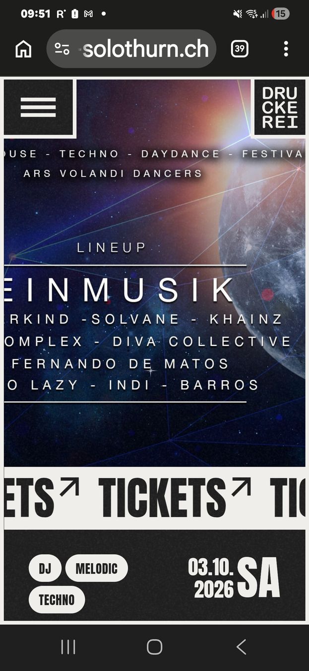 Tickets: Festival Ticket Solothurn 03.10.2026 Techno Melodic – Gebraucht aus Zullwil von imh_lq9s