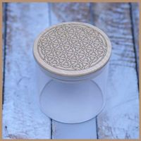 Geschenkidee "Blume des Lebens" - Glas mit Buchendeckel