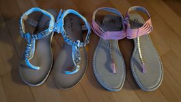 Zwei Paar Sommersandalen, einmal Weiss, einmal Rosa, Gr 38