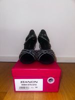 Scarpe da ballo in raso nero 5 fasce con listini , tacco 7,5