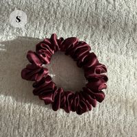 8# wine red 100% Mulberry Silk Scrunchie Size S - NEW!