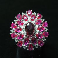 Silber 925 Fingerring mit synthetischem Rubin