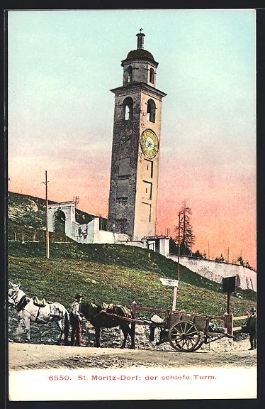 Cartoline postali: AK St. Moritz-Dorf, der schiefe Turm – Usato da Berlin venduto da bartko-reher