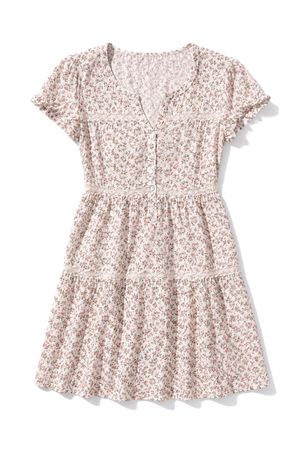 Sommerkleid Gr. S Blumen Muster Häkel Spitze Boho Hippie