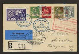 1925 Flugpost mit F7 + mit Überdruck Tell Basel Mannheim