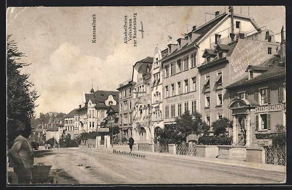 Cartes postales: Schaffhausen, Bahnhofstrasse mit Restaur – D'occasion à Berlin par bartko-reher