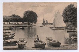 KONSTANZ Gondelhafen mit Kapitän, gel. 1909 v. Kreuzlingen