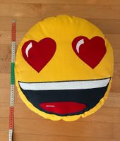 Emoji Kissen, gelb mit Herzaugen, 45 cm