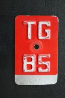 Velonummer  Fahrradnummer  TG 85