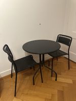 Gartentisch mit 2 Stühlen, schwarz, Top Zustand