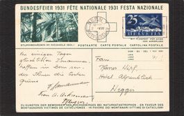 Bundesfeierkarte 1931 , Nr. 54 l f , gel. 2.Vlll.1931
