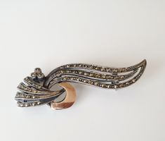 Vintage Brosche, 925 Silber mit Markasiten, Schmuckstück