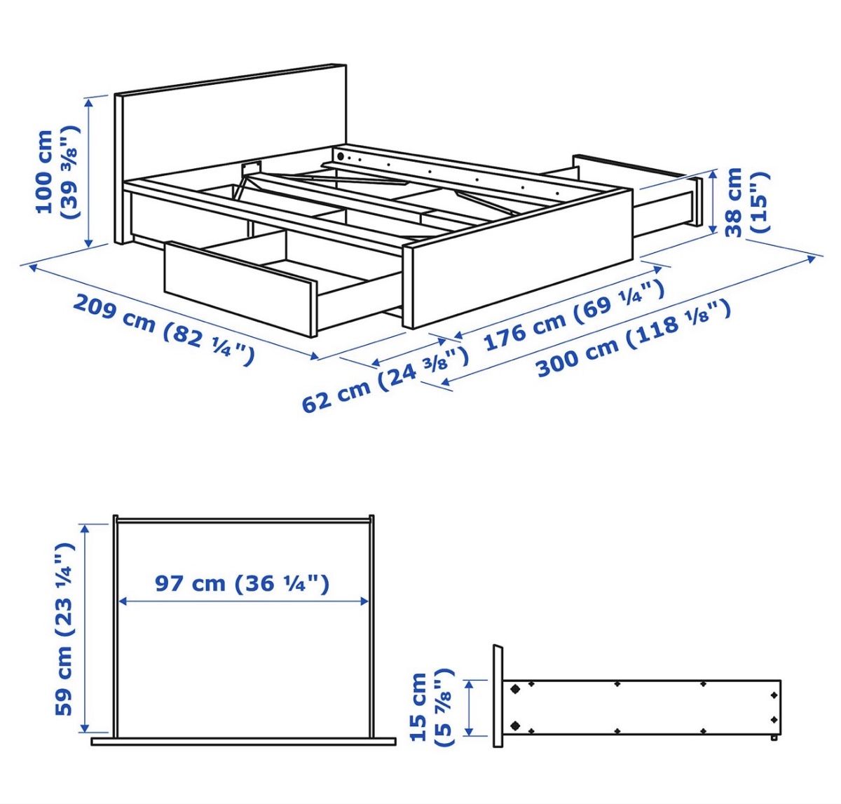 Ikea Letti: IKEA Malm Bett mit Schubladen und Matratze  – Usato da Kerns venduto da S.Lussi87 5