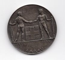 (181) Schützenfest Aargau, 1824 - 1924, Ø 50 mm Silber