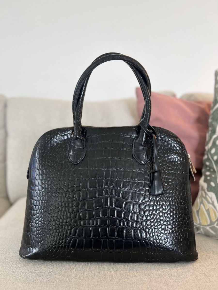 Taschen für Damen: Handtasche schwarz Krokoleder-Optik – Gebraucht aus Watt von morhea 7