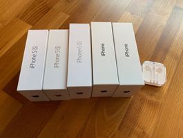 Original iPhone Verpackungen (5 Stück) und Kopfhörer-Hülle