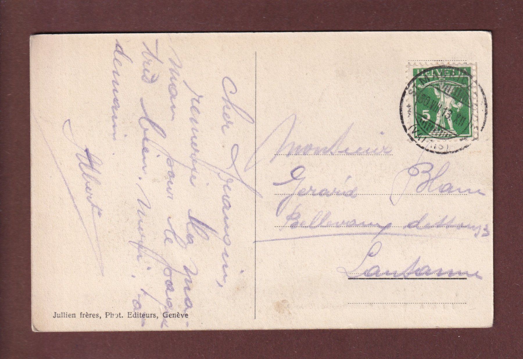 Cartoline postali: Pont de SAINT-MAURICE - 1913 – Usato da Pully venduto da nicecards 1
