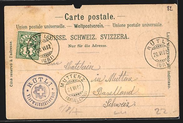Cartoline postali: Litho Rütli /Vierwaldstätter-See, Schi – Usato da Berlin venduto da bartko-reher 1