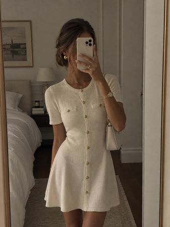 Strickkleid H&M beige mit Knöpfen Grösse M neu mit Etikett