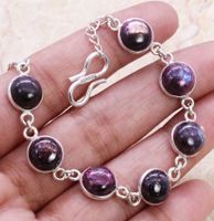 Color Enhanced Red Flash Labradorite Bracelet 7"