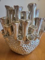 Extravagante Blumenvase Keramik KYRAL Creme glänzend