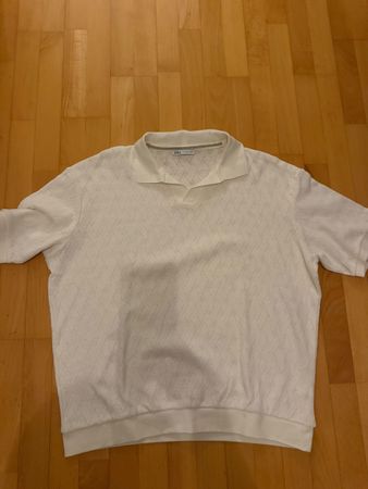 Zara Poloshirt weiss strukturiert Grösse L guter Zustand
