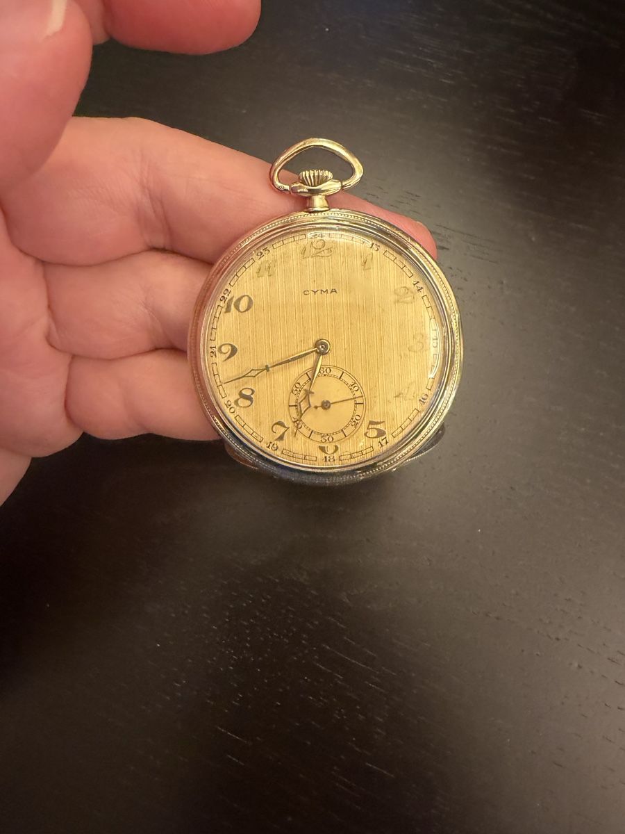 Cyma Orologi: Cyma Taschenuhr 1910 Gold – Usato da Winterthur venduto da Af1976