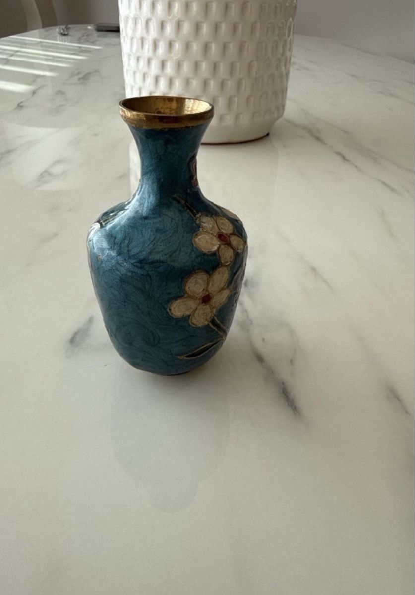 Vasen & Gefässe: Mini Vase Cloisonné Vintage / Emaille Messing Deko – Gebraucht aus Vaux-sur-Morges von GothamCity 2