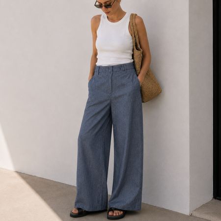 ZARA Stoffhose weite Hose High Waist Baumwolle 38 NEU 79.90