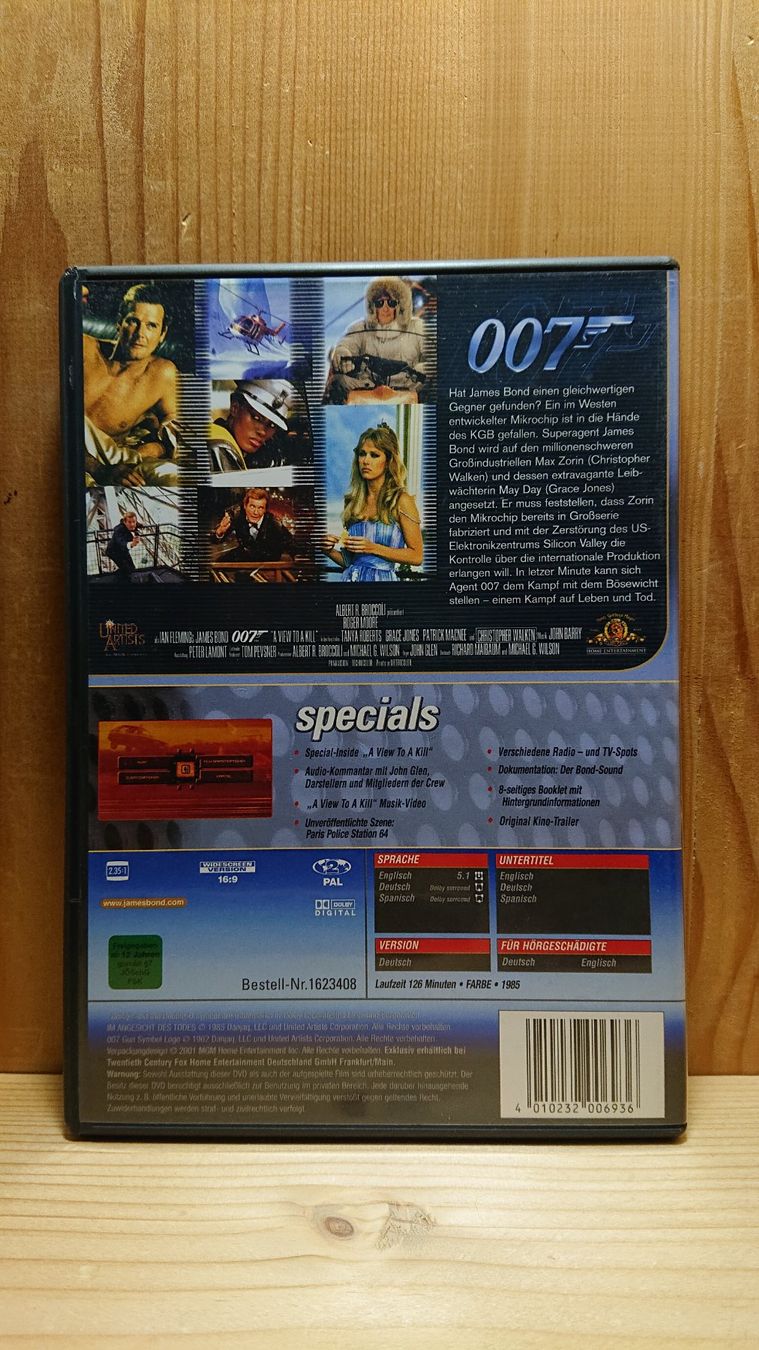 Tutti i DVDs: 007 IM ANGESICHT DES TODES DVD mit Roger Moore – Usato da Wilderswil venduto da Exebub 1