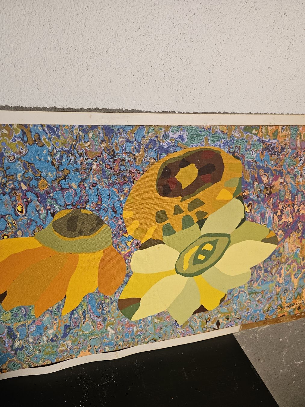 Gemälde: Christian Müller, Abstraktion mit Sonnenblumen. – Gebraucht aus Meisterschwanden von Luluku 5