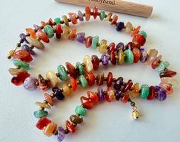 Multicolor Naturstein Kette im Verlauf Unikat lebendig 65cm