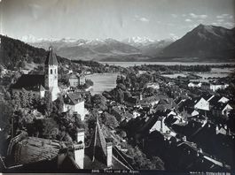 Vintage Wehrli um 1900, Thun und die Alpen,  16x22 cm