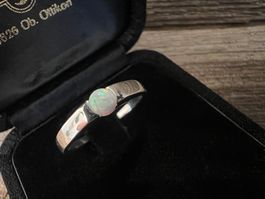 Ring fein schlicht klassisch mit Opal 925 Silber G: 54,5 🍀