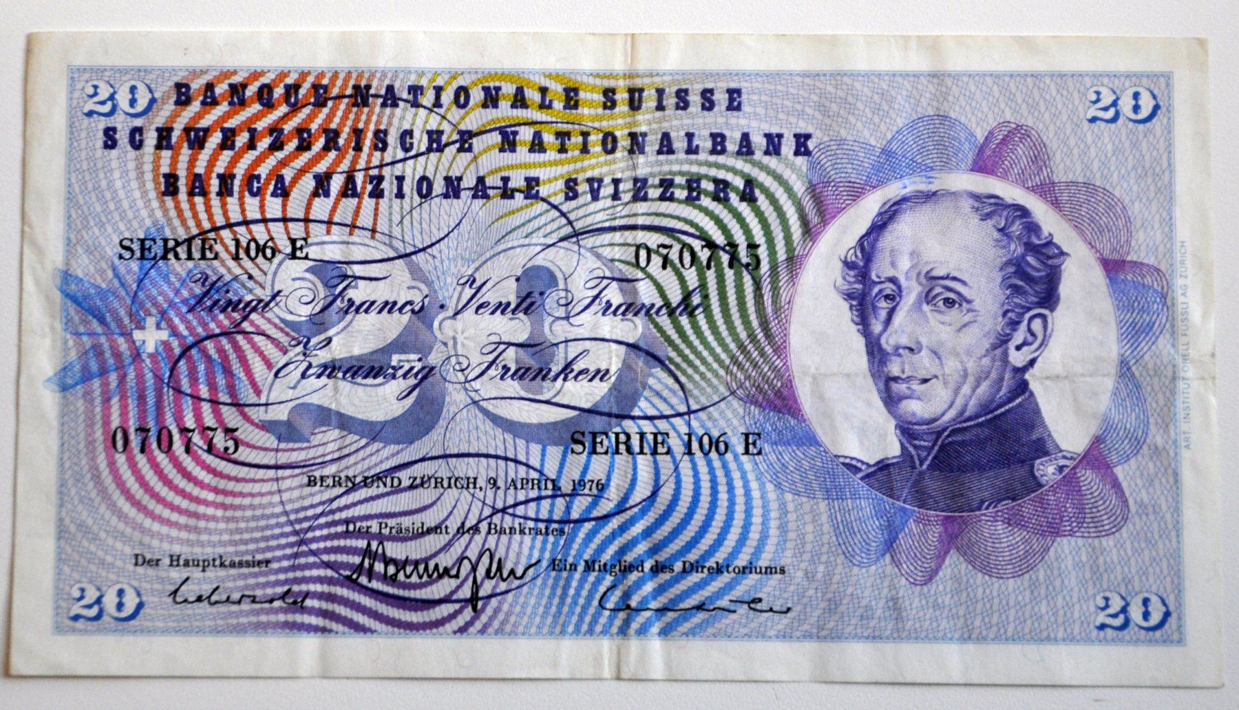 Banknoten: 20 Franken Note – Gebraucht aus Andwil TG von Wanton25