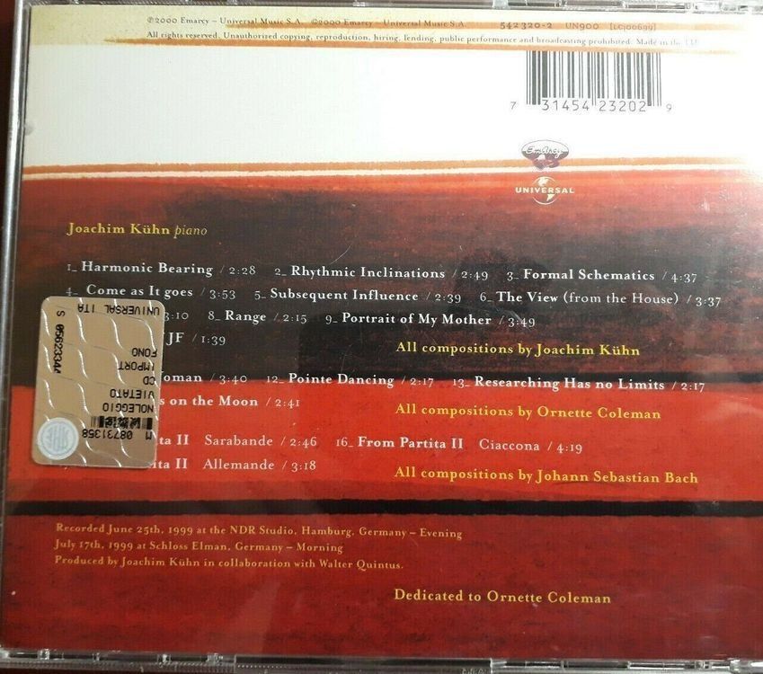 CD: Joachim Kuhn [EmArcy] the Diminished Augmented System – Usato da Unterbäch venduto da boolic 1