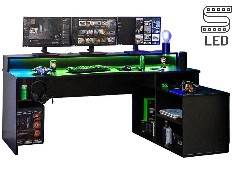 Conforama Scrivanie: Bureau gaming PURE - LED noir – Usato da Montbrelloz venduto da JahPastaga