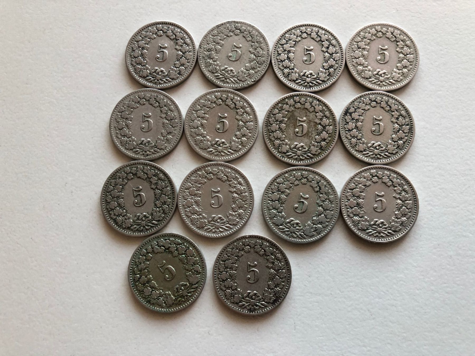 Tutti le monete: Lot mit 14 Stk. 5 Rp.  1897 - 1908 – Usato da Schötz venduto da Odpa 1