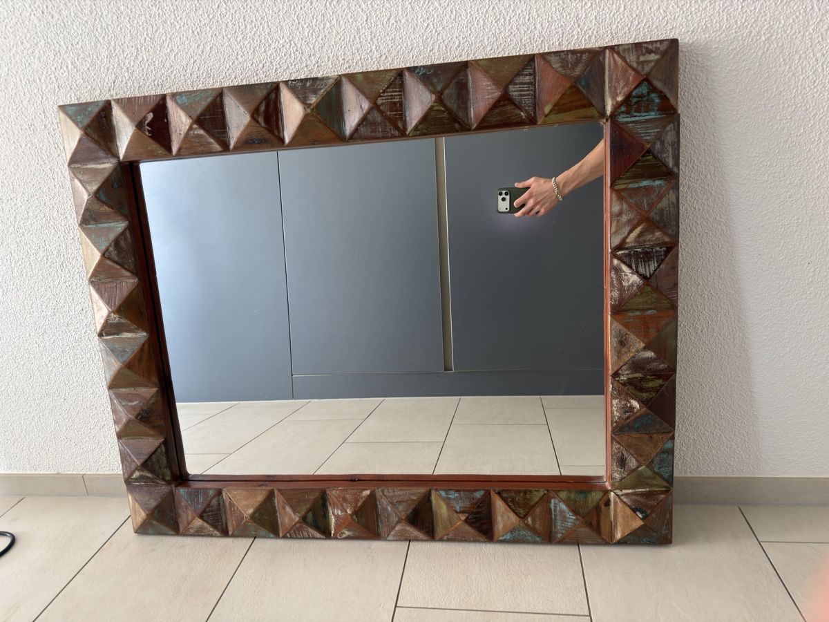 Spiegel: Vintage Holzspiegel midcentury modern – Gebraucht aus Richterswil von ski_7ffp