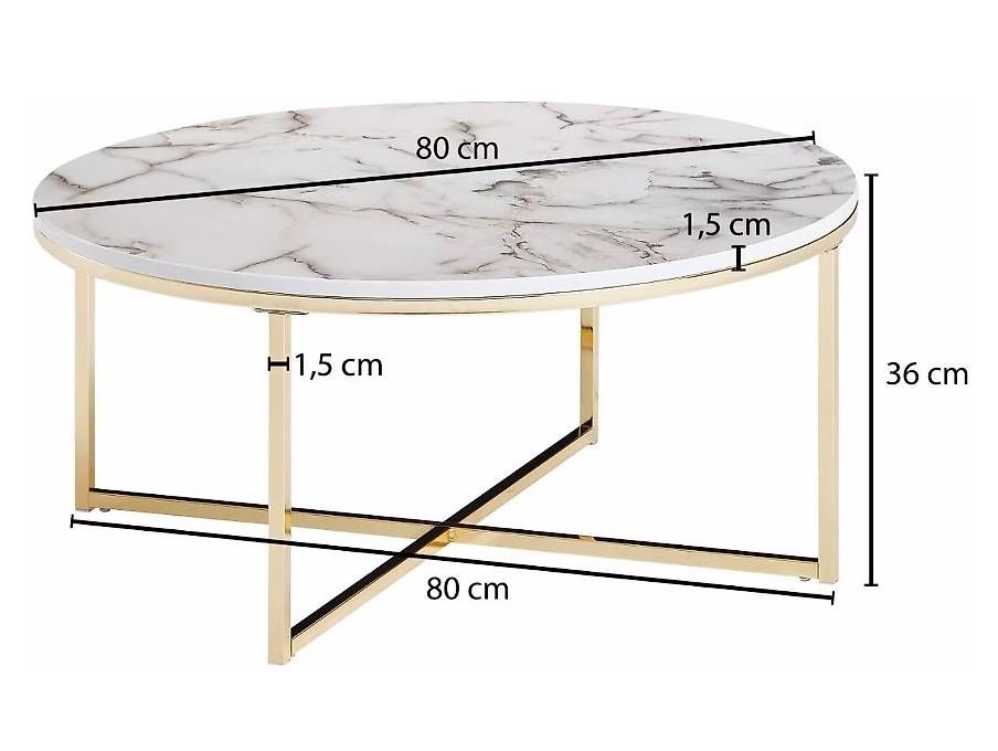Tavoli: Runder Sofatisch mit Marmorlook – Usato da Flums venduto da Sam.Ermann 1