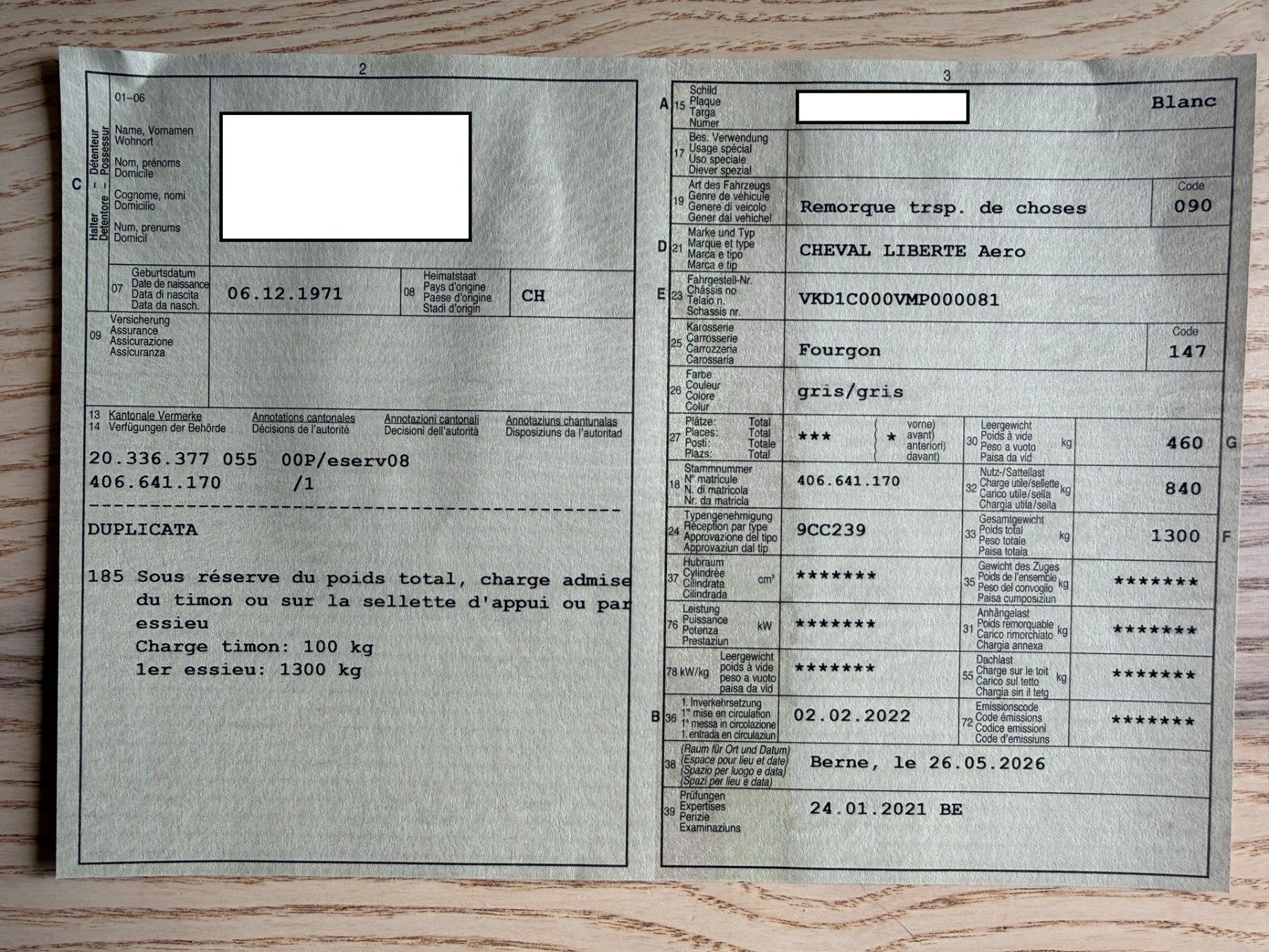 Cheval Liberte Rimorchi: Remorque Cheval Liberté Aero C300 – Usato da La Neuveville venduto da Bad_turtle 6